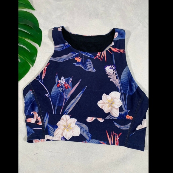 NEW $40 Zella Floral Stardust Racerback Padded Sports Bra in Blue‎ [SZ XS ] - Picture 4 of 8